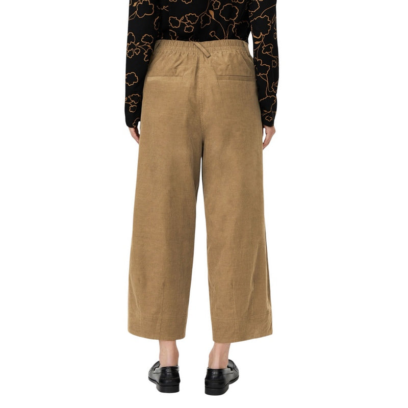 Masai Clothing Pylenna Baby Corduroy Cropped Trousers Petrified Oak 1013138-4101S on model rear