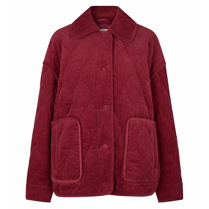Masai Clothing Talyra Quilted Corduroy Coat Tibetan Red 1012859-5055S front