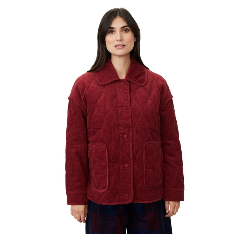 Masai Clothing Talyra Quilted Corduroy Coat Tibetan Red 1012859-5055S on model front