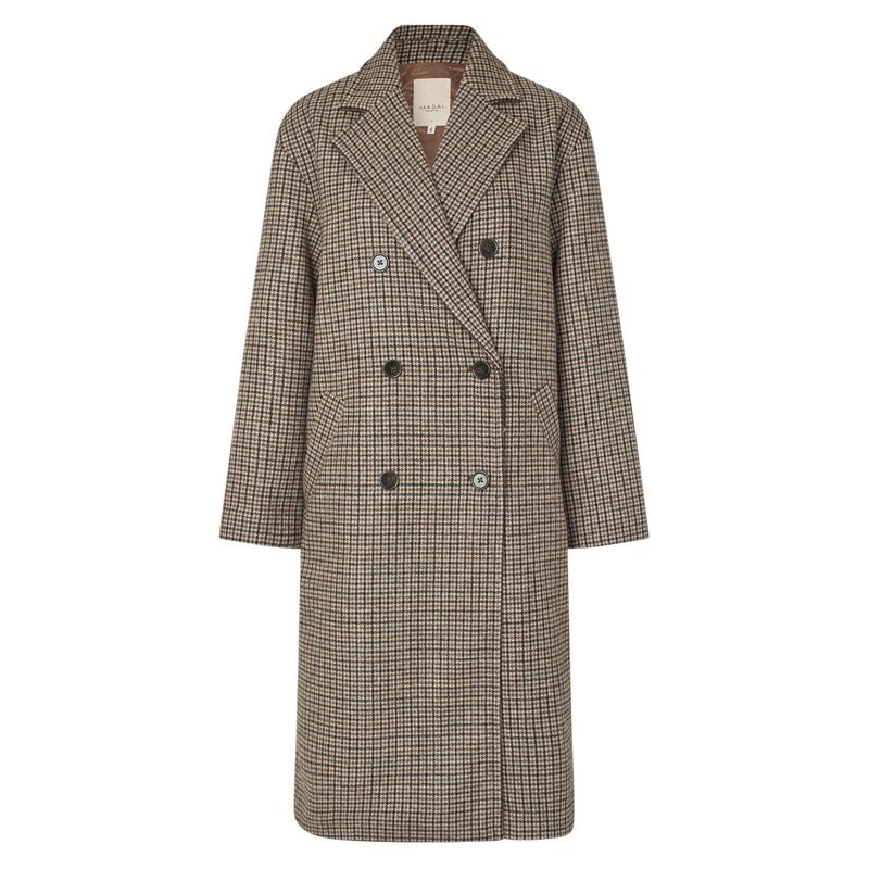 Masai Clothing Tullya Coat Check Chocolate 1012463-4095P front