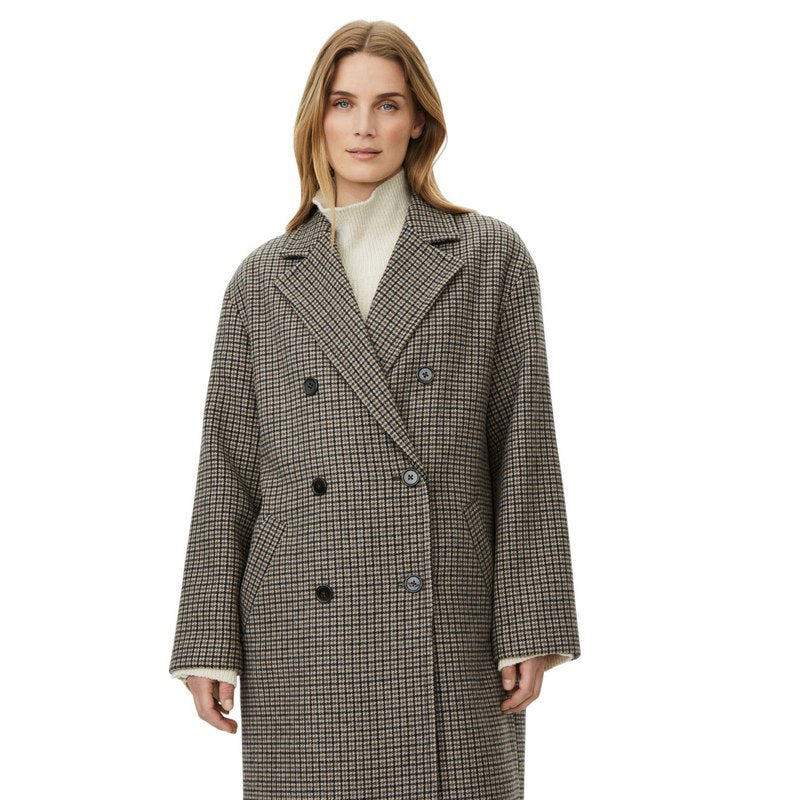 Masai Clothing Tullya Coat Check Chocolate 1012463-4095P on model front