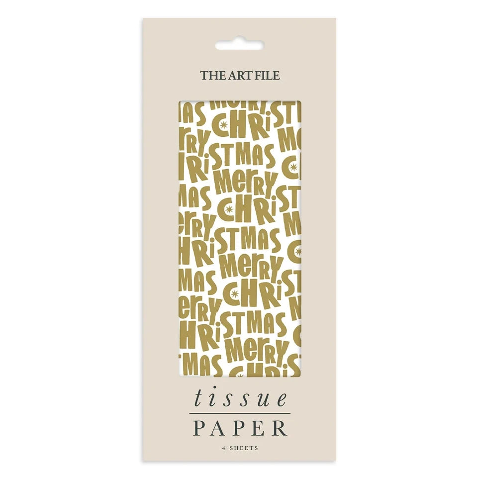 Merry Christmas Gold Text Tissue Paper TIS58 package