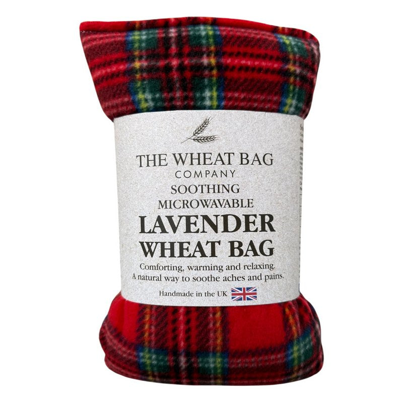 Microwavable Fleece Wheatbag Lavender Scented Red Tartan packaged