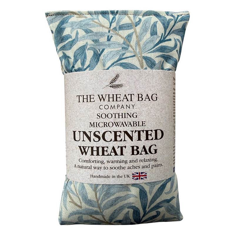 Microwavable Unscented Linen Wheatbag Willow in Azure on model's packaged