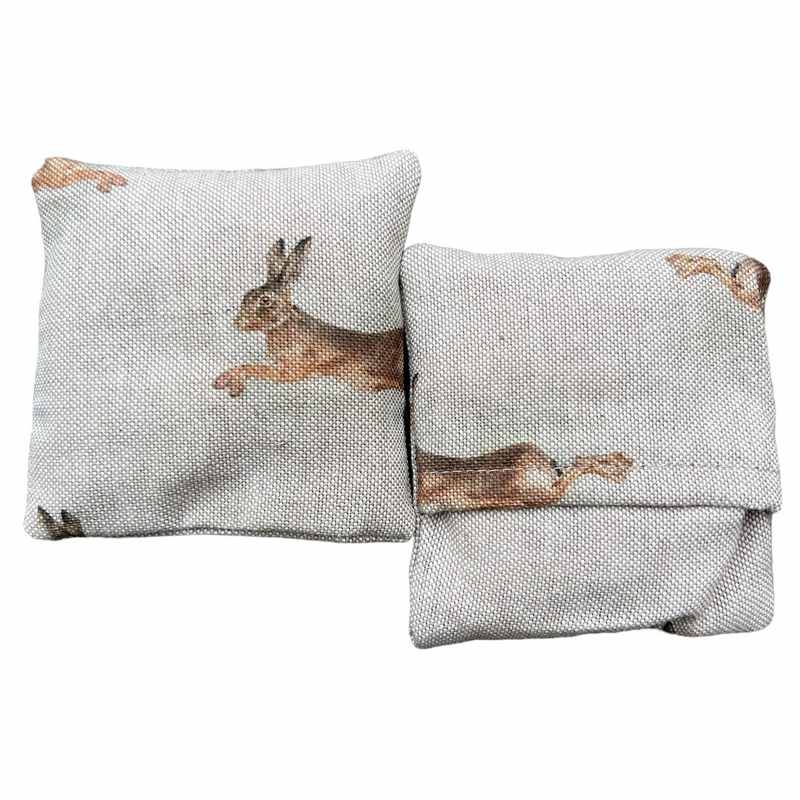 Microwavable Wheatbag Handwarmers Hare pair front and back