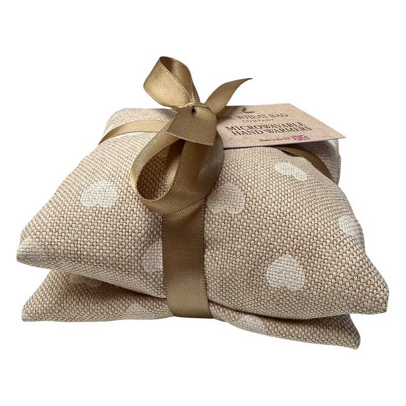 Microwavable Wheatbag Handwarmers Hearts Beige side