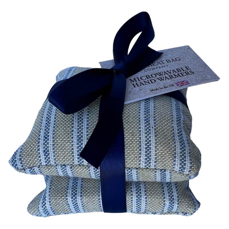 Microwavable Wheatbag Handwarmers Navy Stripes set of 2