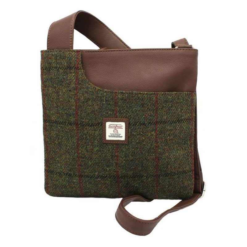 Mina Harris Tweed Cross Body Bag Green