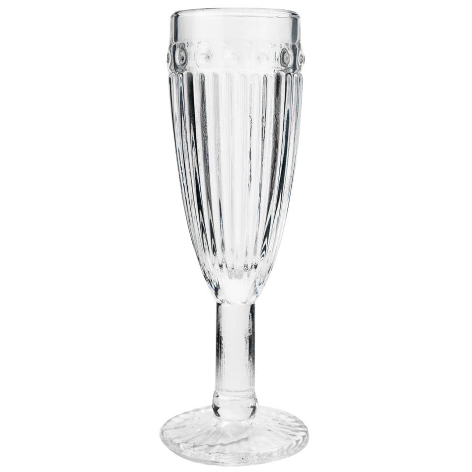 Mona Ribbed Glass Champagne Flute 402327A front