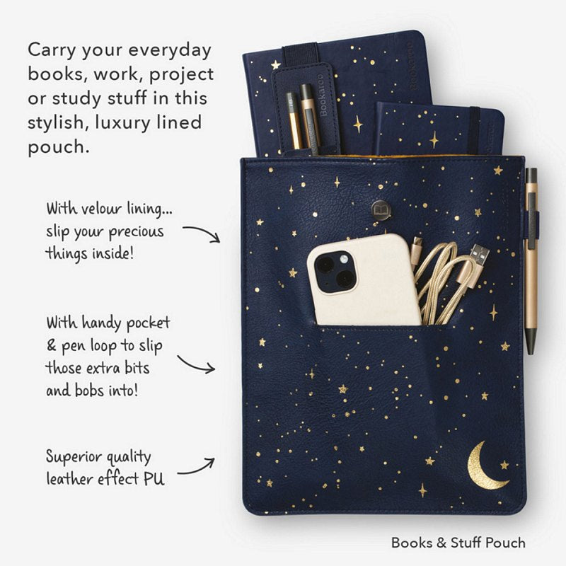 Moon & Stars Bookaroo Books & Stuff Pouch in use