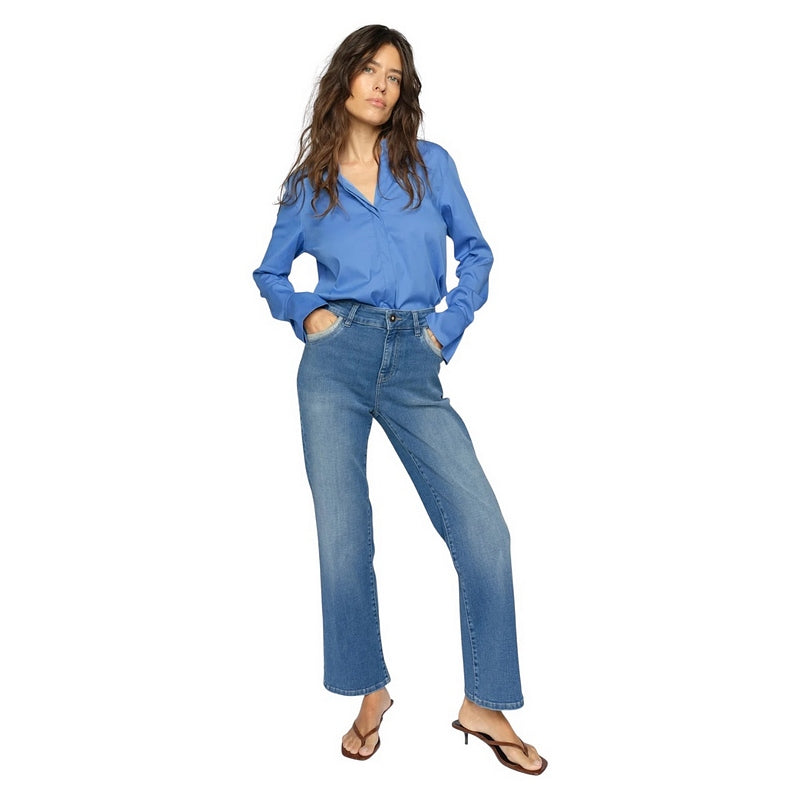 Mos Mosh Clothing Cecilia Perla Jeans Mid Blue on model front