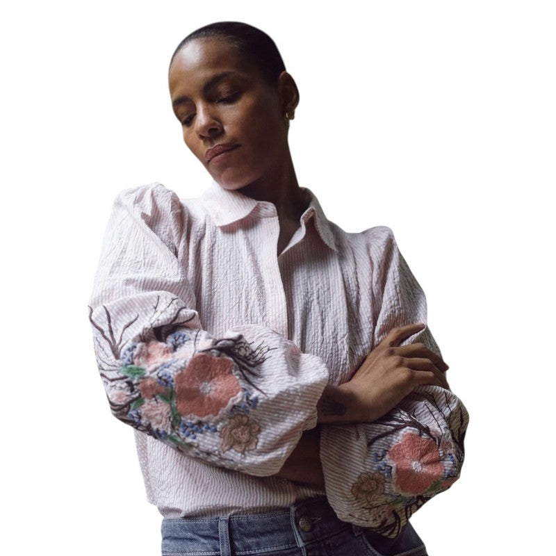 Mos Mosh Clothing Ciu Oxfo Shirt Peachy on model front