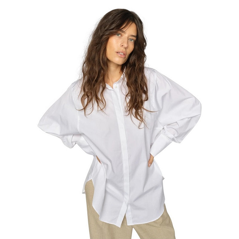 Mos Mosh Clothing Enola Cotton Shirt White on model front