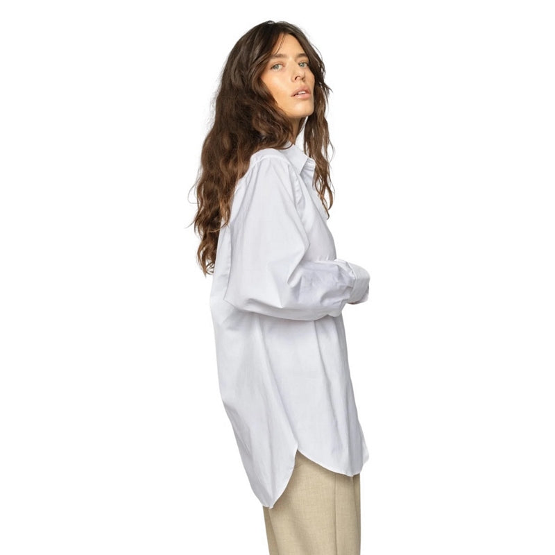 Mos Mosh Clothing Enola Cotton Shirt White on model side