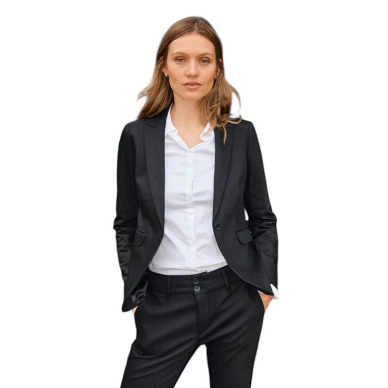 Mos Mosh Clothing Mattie Flip Shirt White on model with jacket