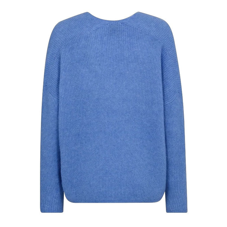 Mos Mosh Clothing Thora V-Neck Knit Jumper Ultramarine rear