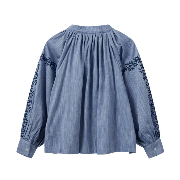 Mos Mosh Tessa Embroidery Shirt Blue Shadow 159750-765 rear