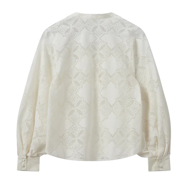 Mos Mosh Yen Lace Blouse in Ecru rear