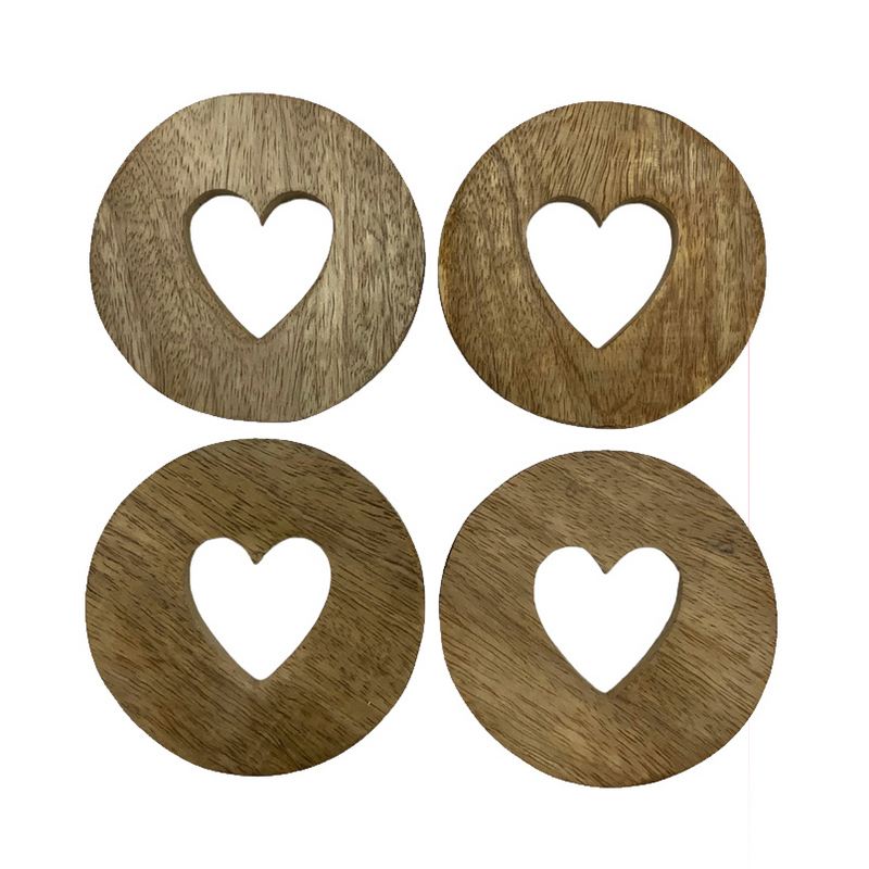 My Gifts Trade Heart Cut-Out Wooden Coaster Set 6281827 front