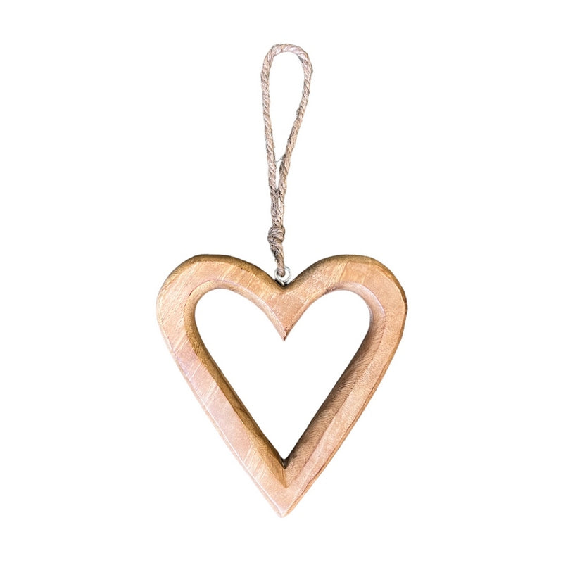 Natural Wooden Hanging Heart small