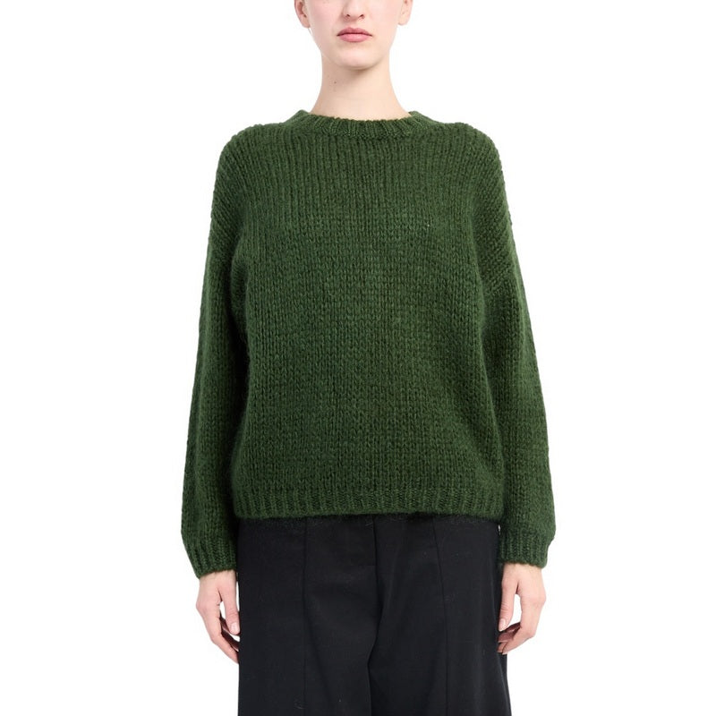 Neirami Boxy Crew-neck Mohair Sweater Prato Green K123WM on model front