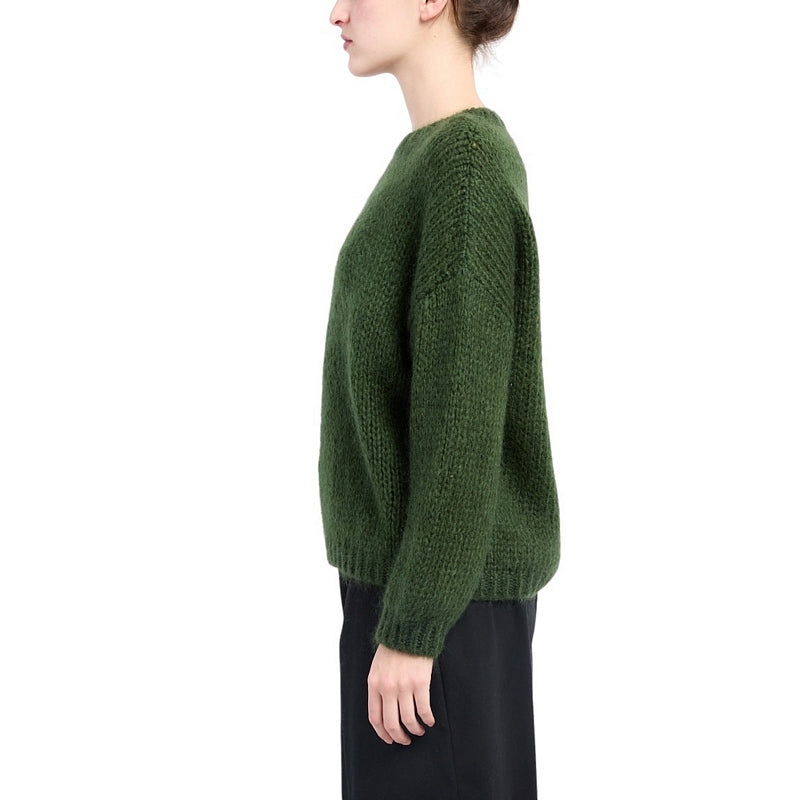 Neirami Boxy Crew-neck Mohair Sweater Prato Green K123WM on model side