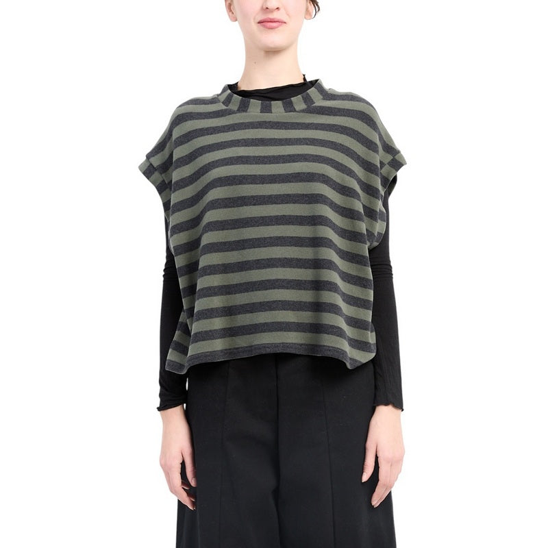 Neirami Boxy Sleeveless Sweater Forest Stripes B705ST on model front