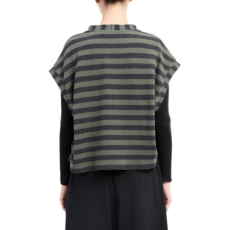 Neirami Boxy Sleeveless Sweater Forest Stripes B705ST on model rear