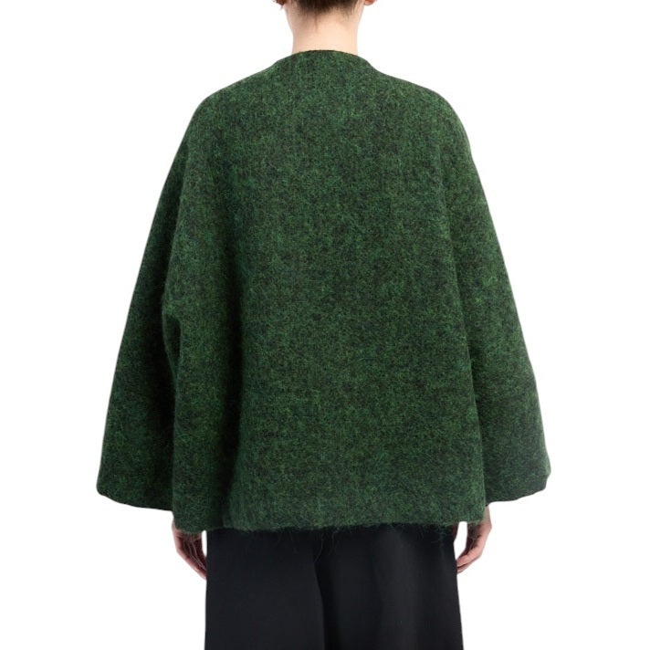 Neirami Short Bolero Coat Prato Green C111BV on model rear