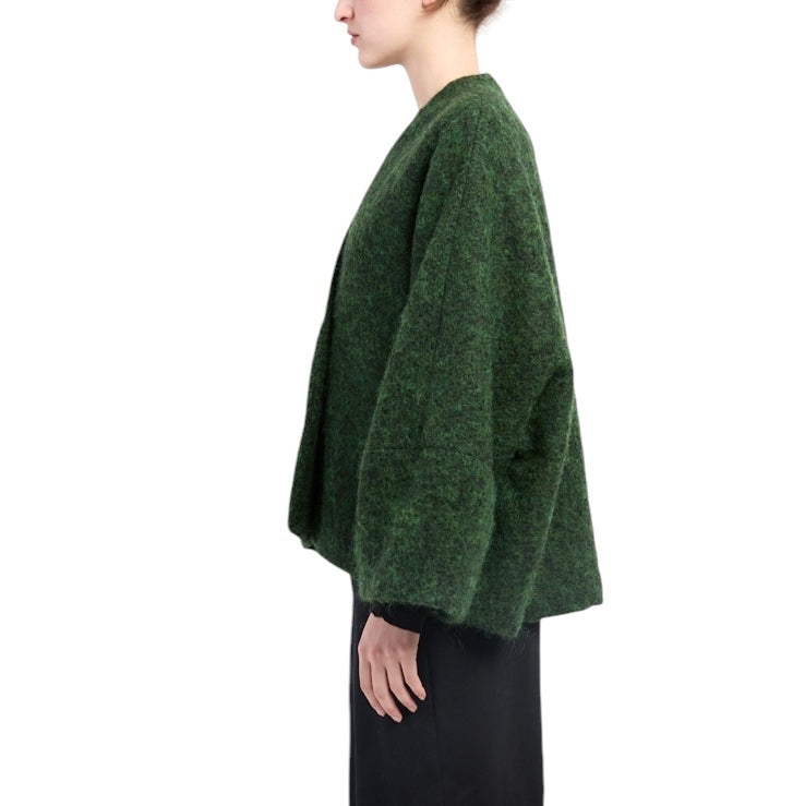 Neirami Short Bolero Coat Prato Green C111BV on model side