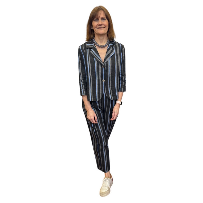 Neirami Clothing Trousers with Pleats Riga Sky Striped on model main