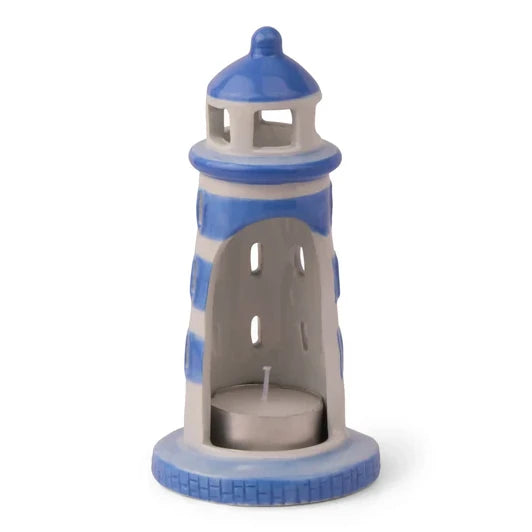 No 7 Lighthouse Style Incense & Tea Light Holder IN0028EU rear with tea-light candle