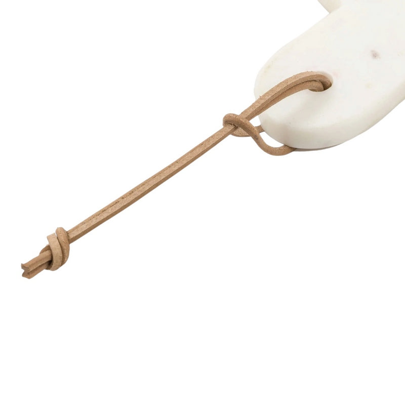 Novi Round Cheese Board White Marble and Wood strap