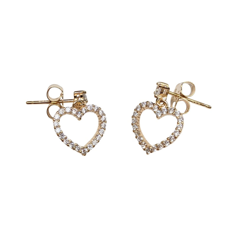 Old School Beauly Jewellery SME543 Open Heart CZ Stud Earrings Gold Plated side