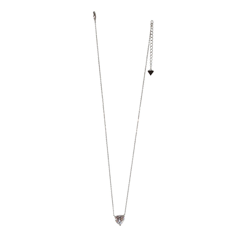 Old School Beauly Jewellery 2NS568 Diamante CZ Heart Necklace Sterling Silver front