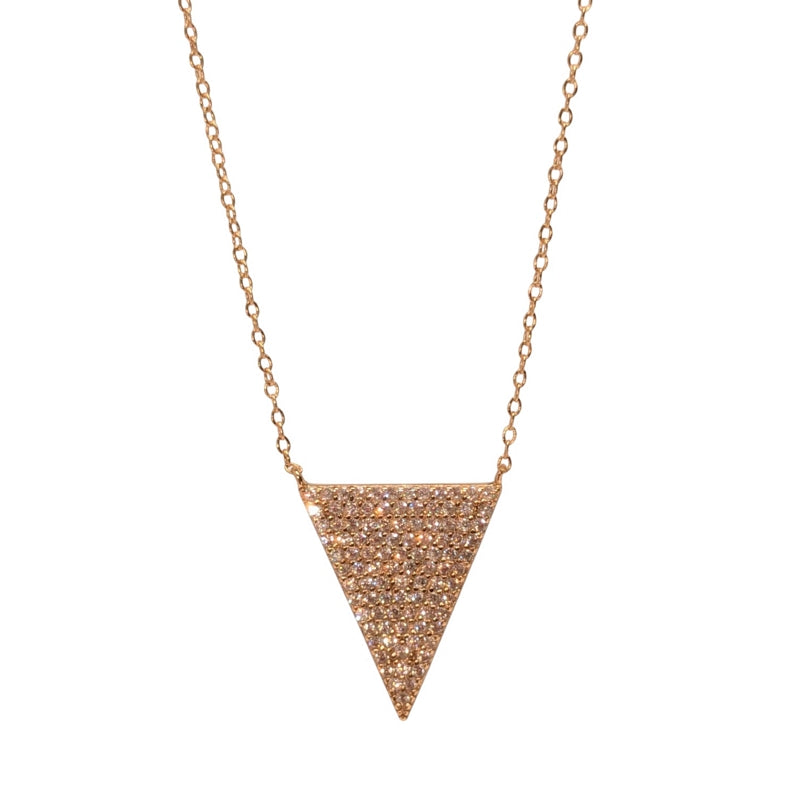 Old School Beauly Jewellery GSN829 Diamante CZ Pyramid Necklace Gold Plated detail