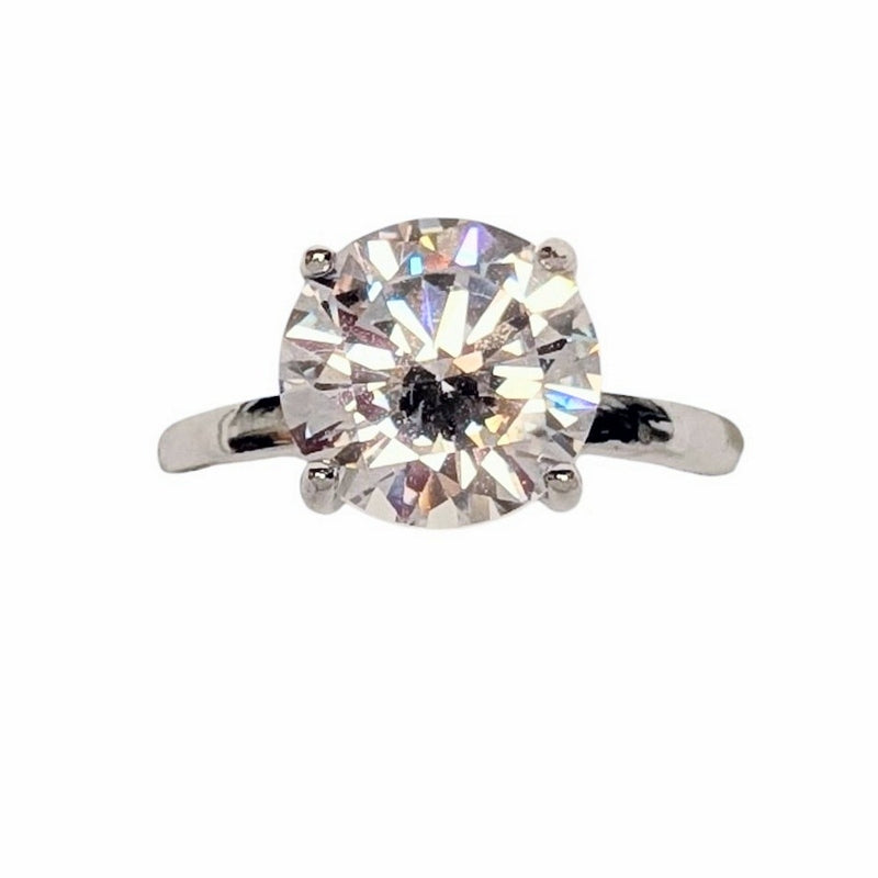 Old School Beauly Jewellery GSR151 Solitaire CZ Adjustable Ring Sterling Silver top
