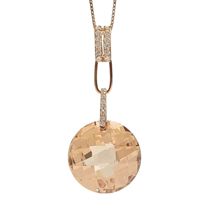 Old School Beauly Jewellery SP340A Honey CZ Pendant Gold Plated detail