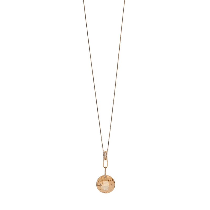 Old School Beauly Jewellery SP340A Honey CZ Pendant Gold Plated front