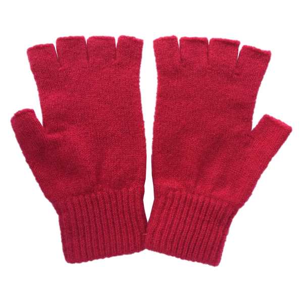 Old School Beauly Knitwear Highlander Fingerless Gloves Wild Cherry