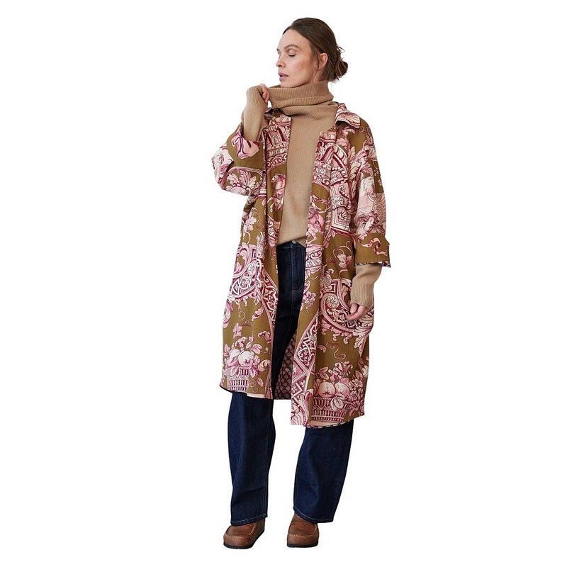One Hundred Stars Angels Artisan Coat Olive on model main