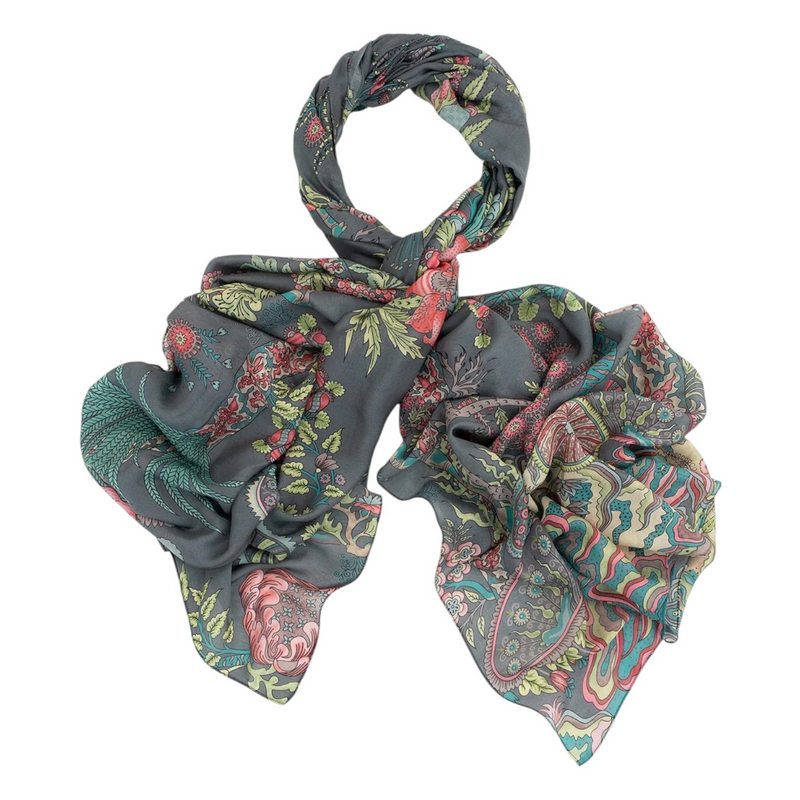 One Hundred Stars Boho Garden Scarf Grey looped