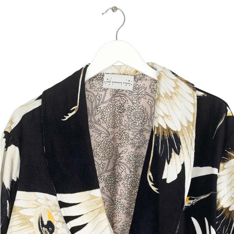 One Hundred Stars Boyfriend Velvet Jacket Stork Black detail
