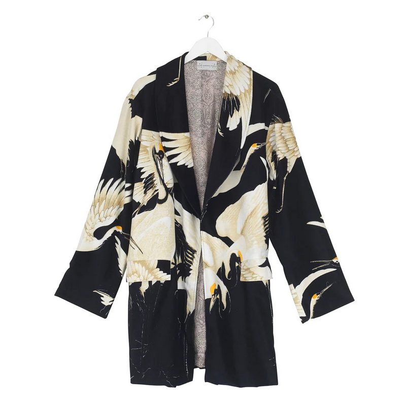 One Hundred Stars Boyfriend Velvet Jacket Stork Black front