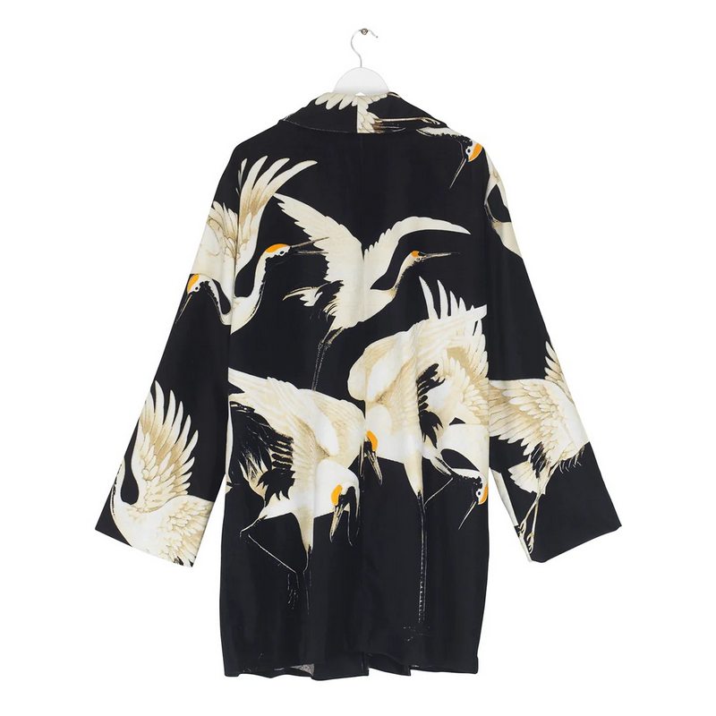 One Hundred Stars Boyfriend Velvet Jacket Stork Black back