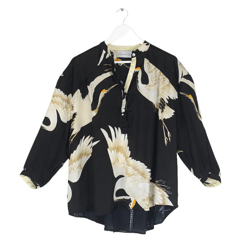 One Hundred Stars Darcy Shirt Top Stork Black TOPSTOBLK front