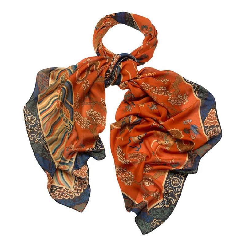 One Hundred Stars Dragon Rust Scarf looped