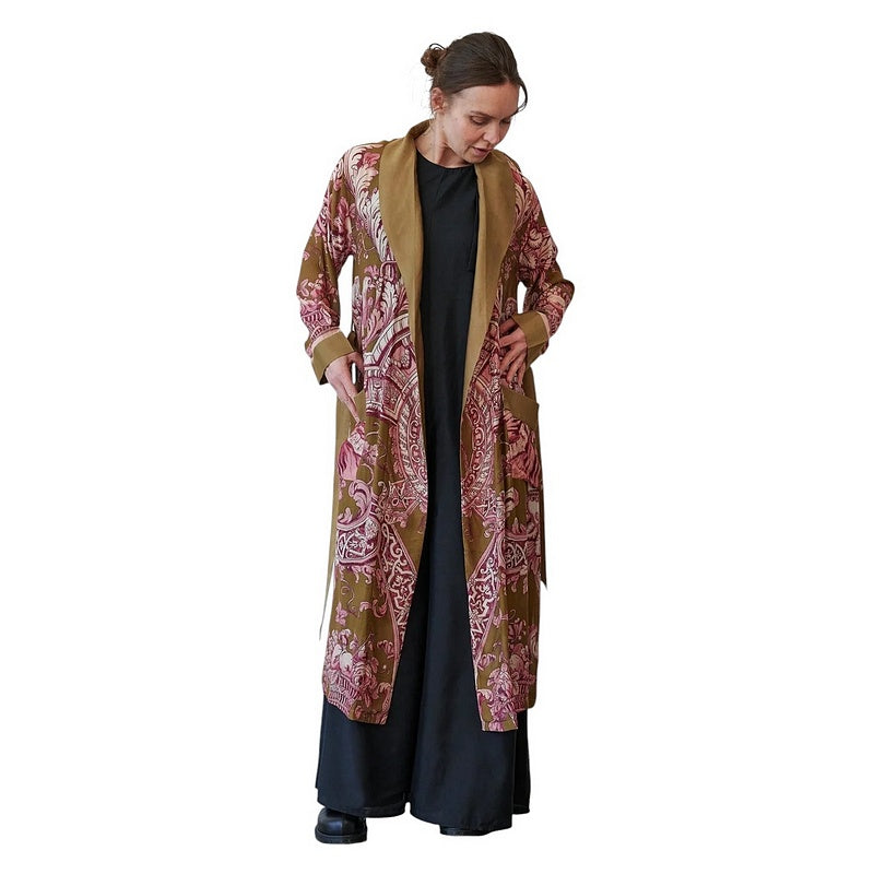One Hundred Stars Dressing Gown Angels Olive on model front