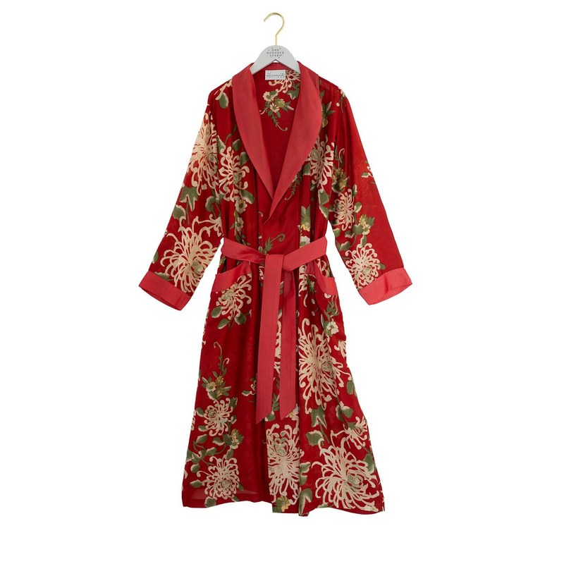 One Hundred Stars Dressing Gown Chrysanthemum Red GWNCHRRED front
