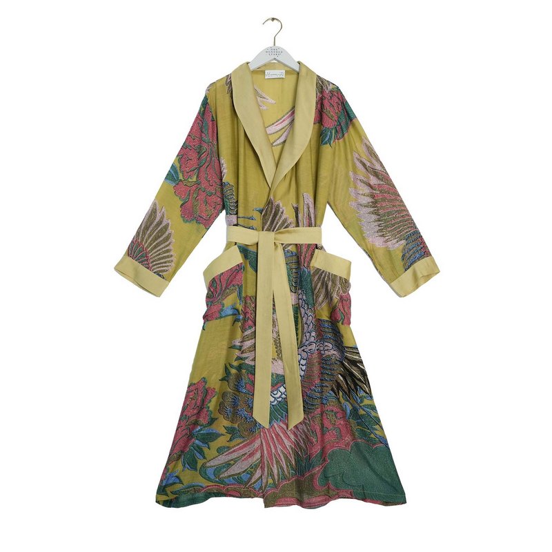 One Hundred Stars Dressing Gown Crane Olive GWNCRAOLI front